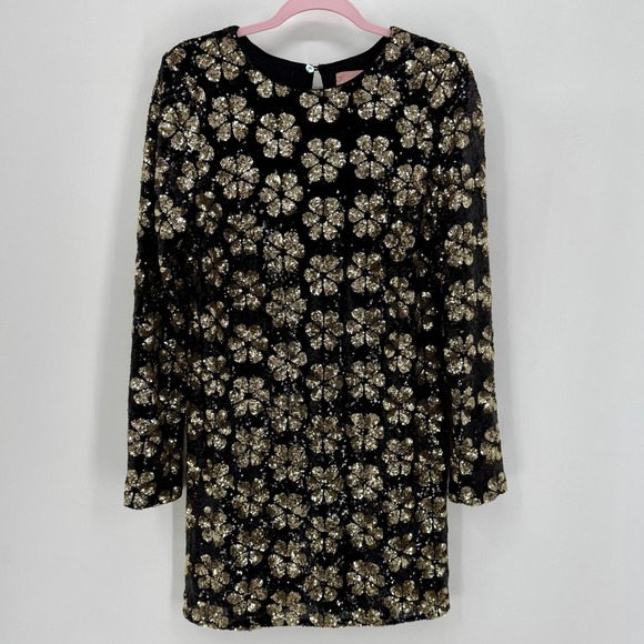 Show Me Your MuMu Dresses & Skirts - Show Me Your Mumu Maddison Mini Dress Gold Clover Sequin Black MR4-5706 DG92 L